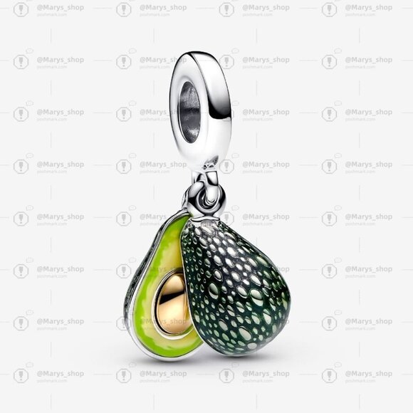 Pandora Avocado Double Dangle Charm|Pendant|Two-tone - Picture 1 of 2